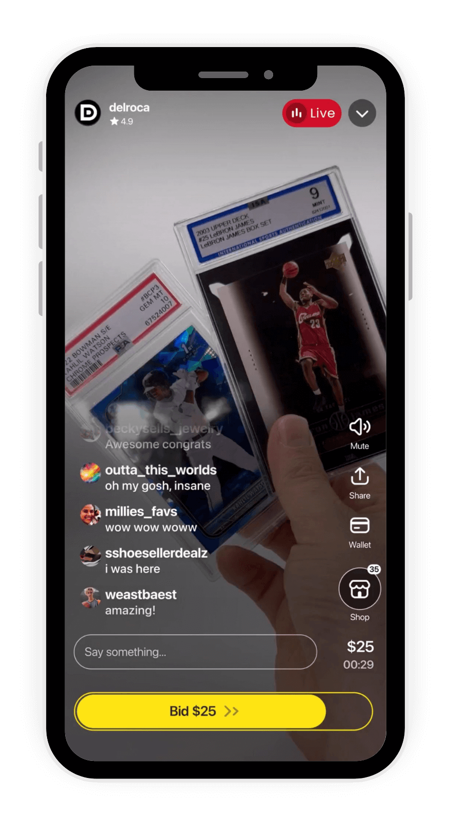 A Whatnot live card auction