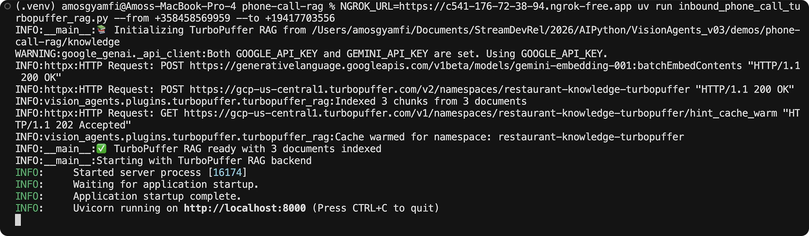 Terminal output