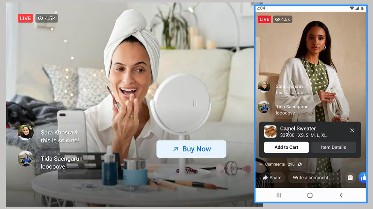 Buy Now button inside Facebook Live video