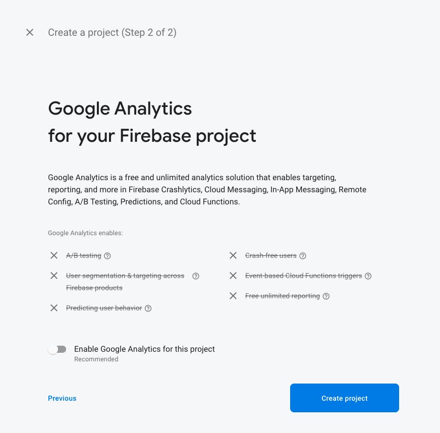 Google Analytics prompt