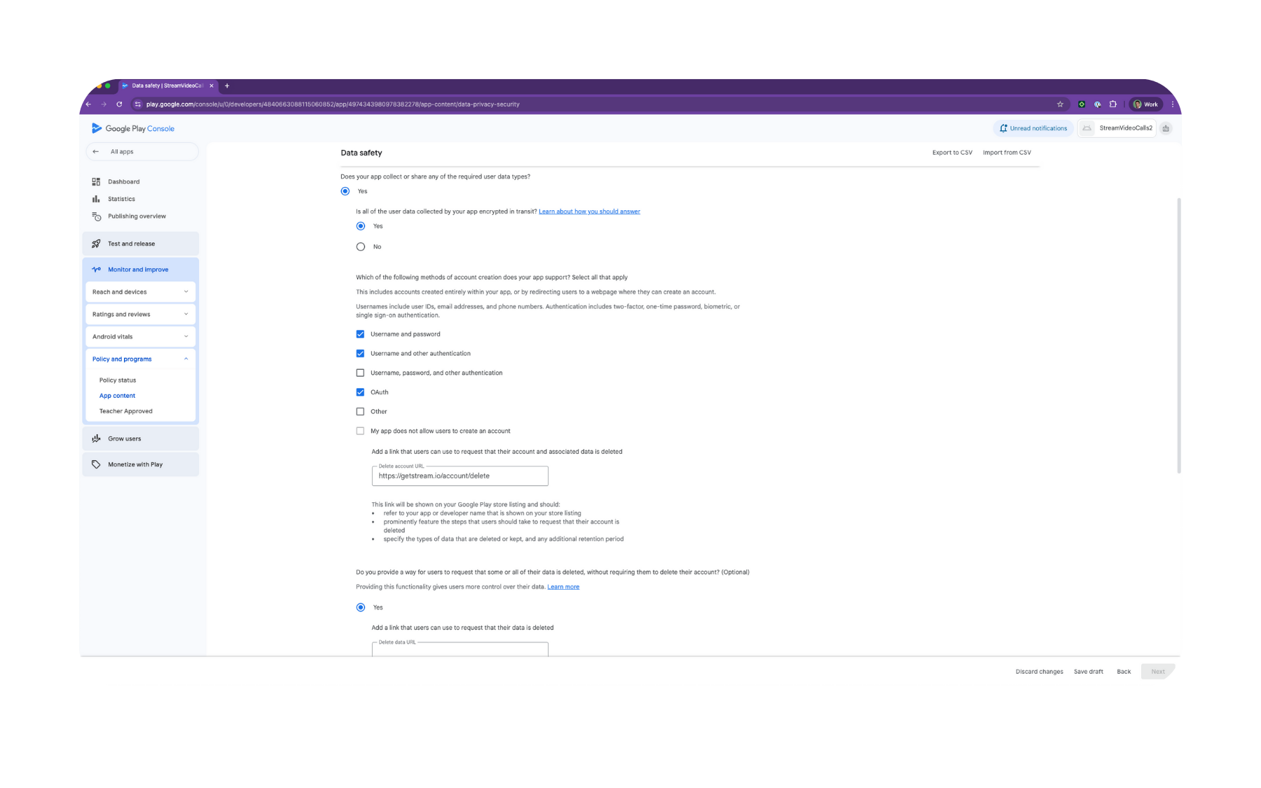 Data Safety in Google Play