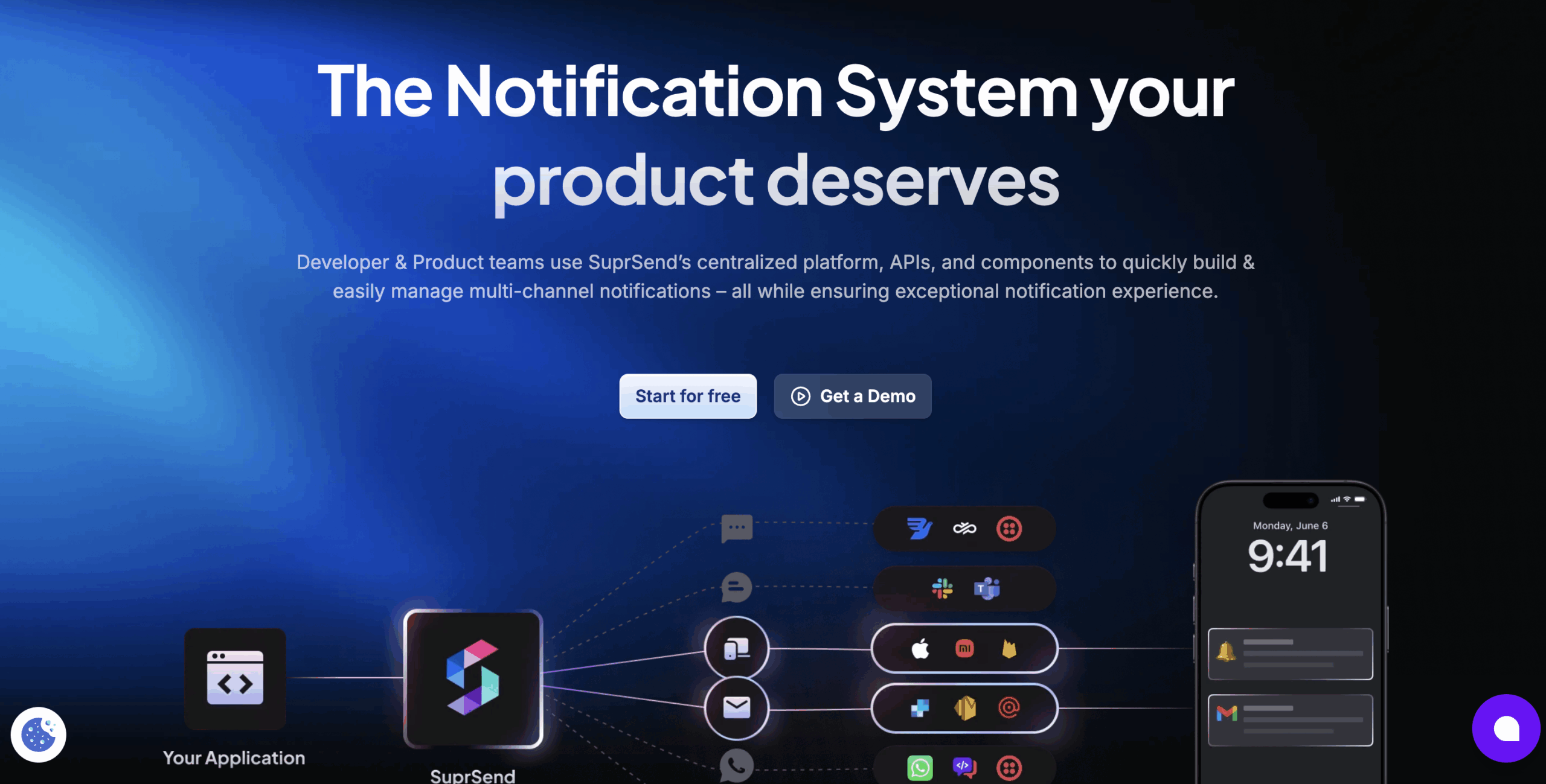 SuprSend landing page