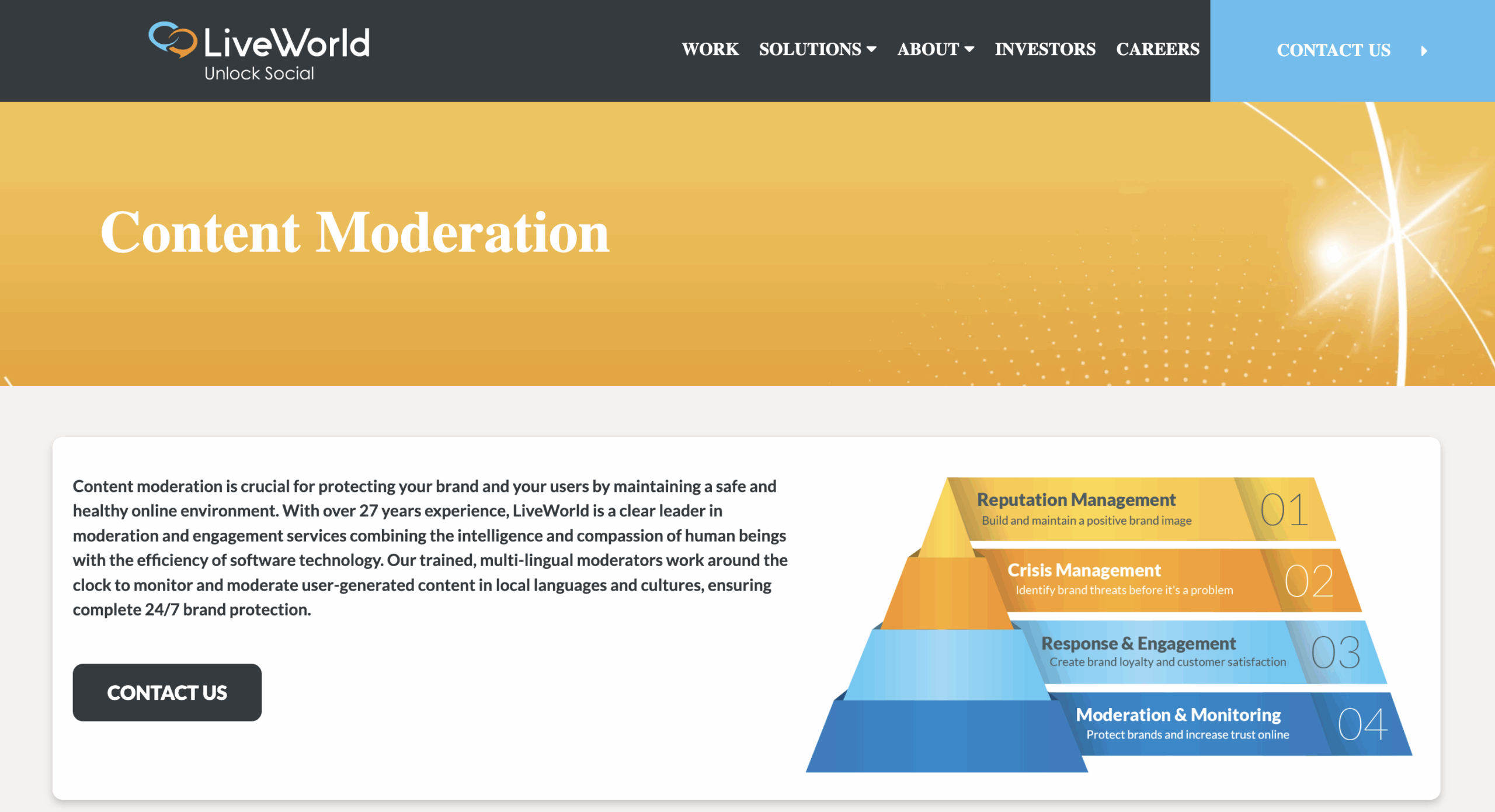 LiveWorld moderation landing page