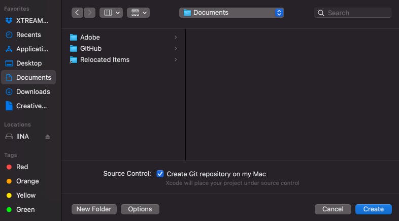 Create project in Xcode