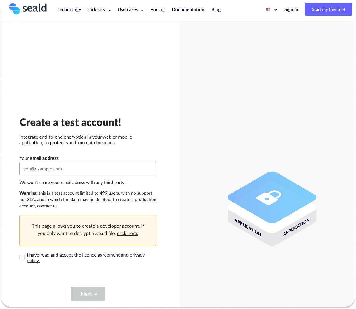 Create a seald account