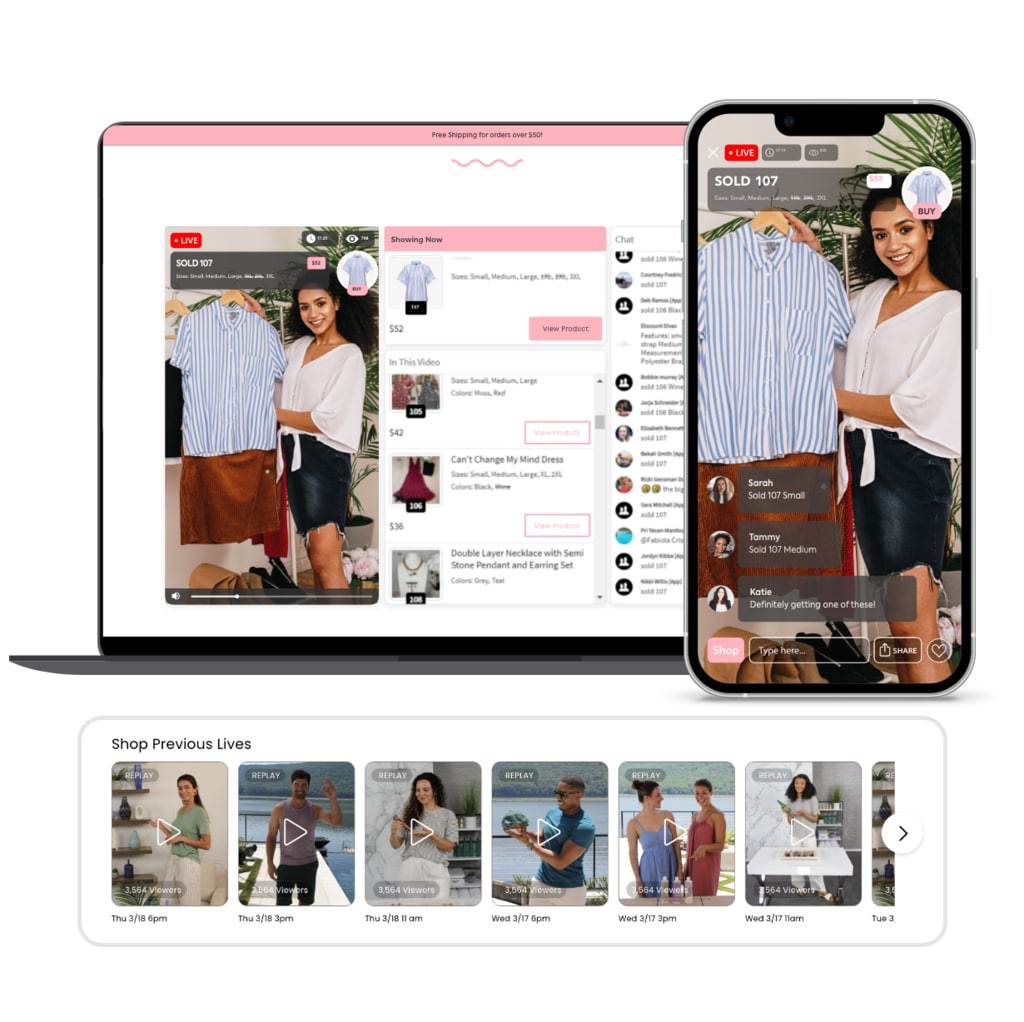A live shopping stream where viewers claim products by typing keywords in the comment section