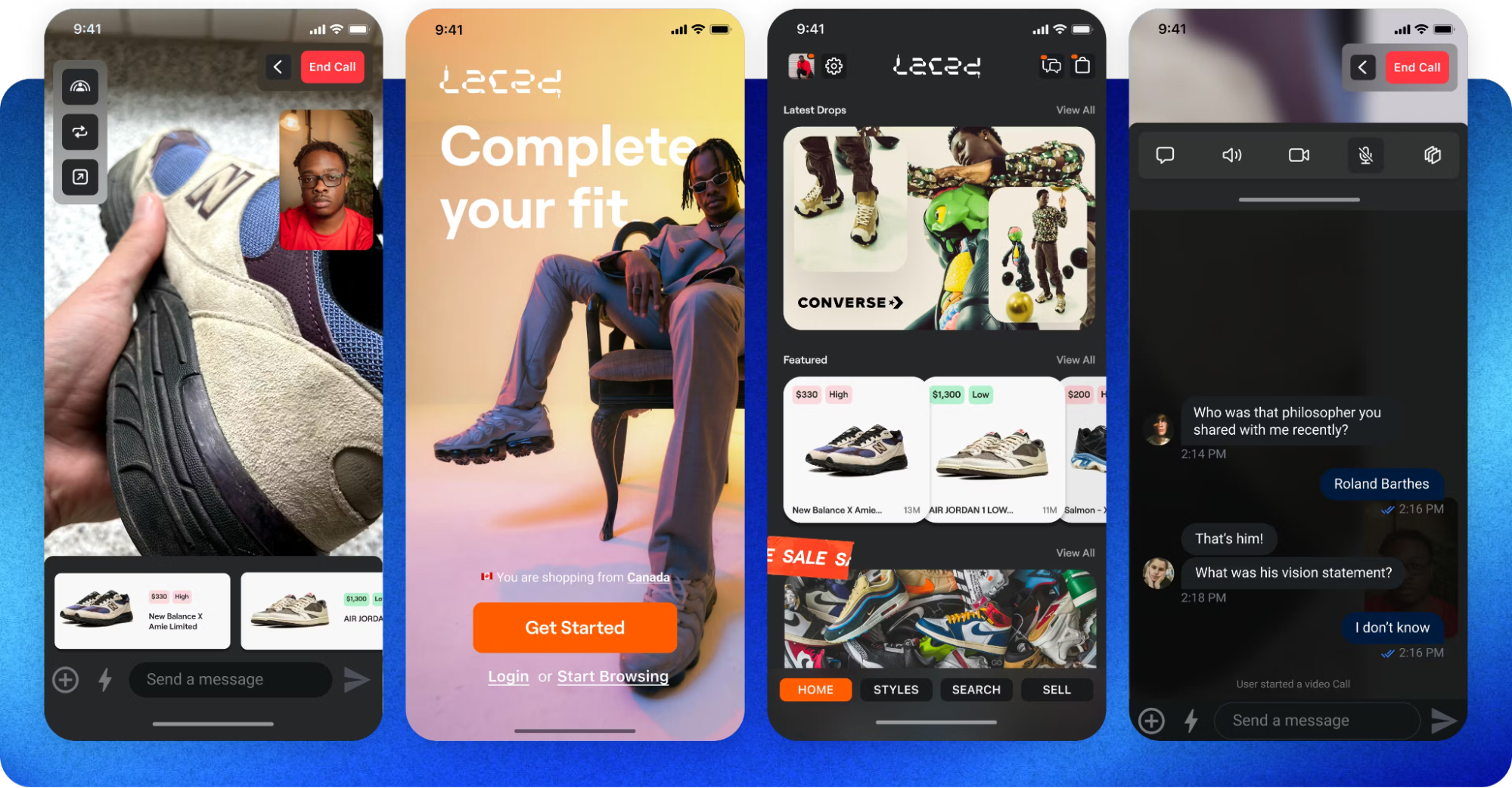 Four screenshots of apps with different communication mediums