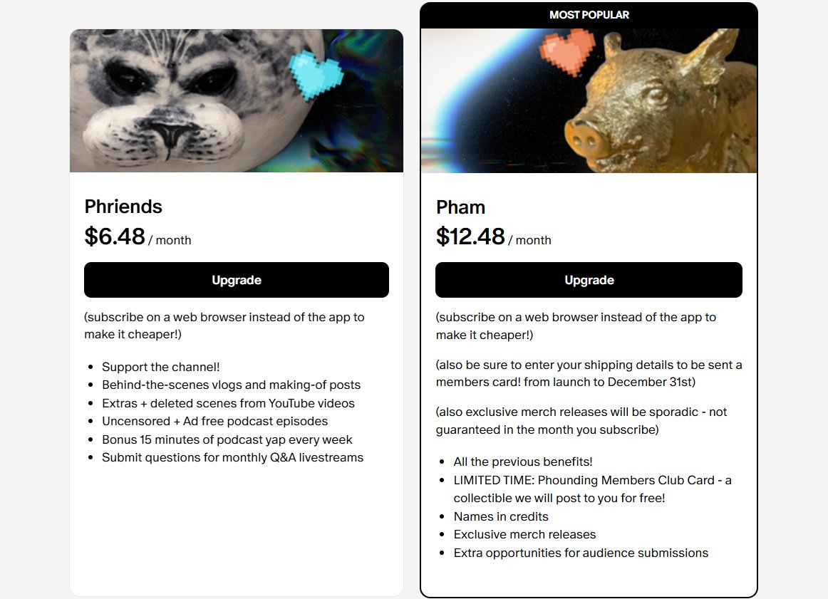 Dan and Phil's Patreon pricing 