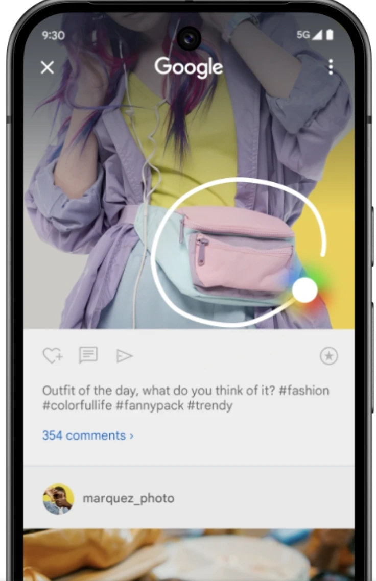 Mobile interface using visual search to identify a product from a social photo