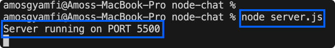Node server running