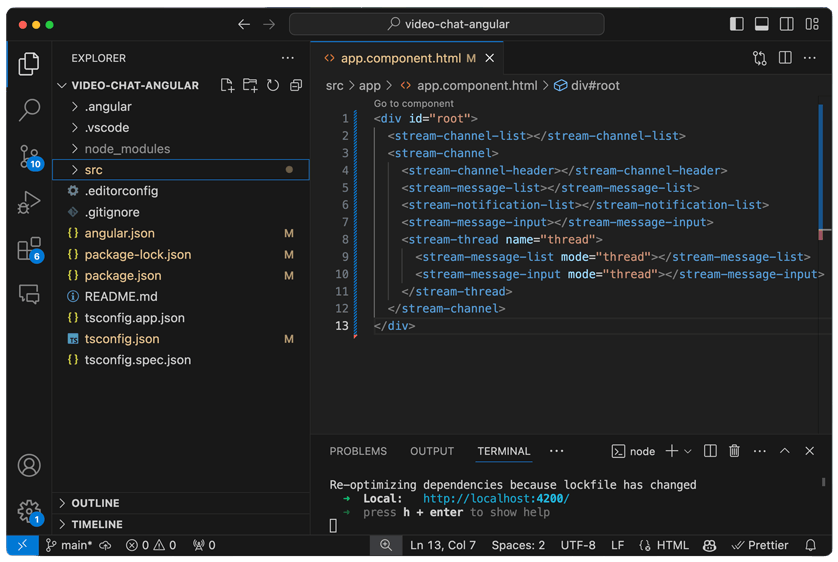 Image of VS Code showing the project