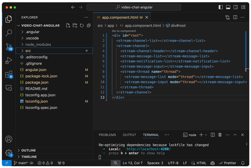 Image of VS Code showing the project