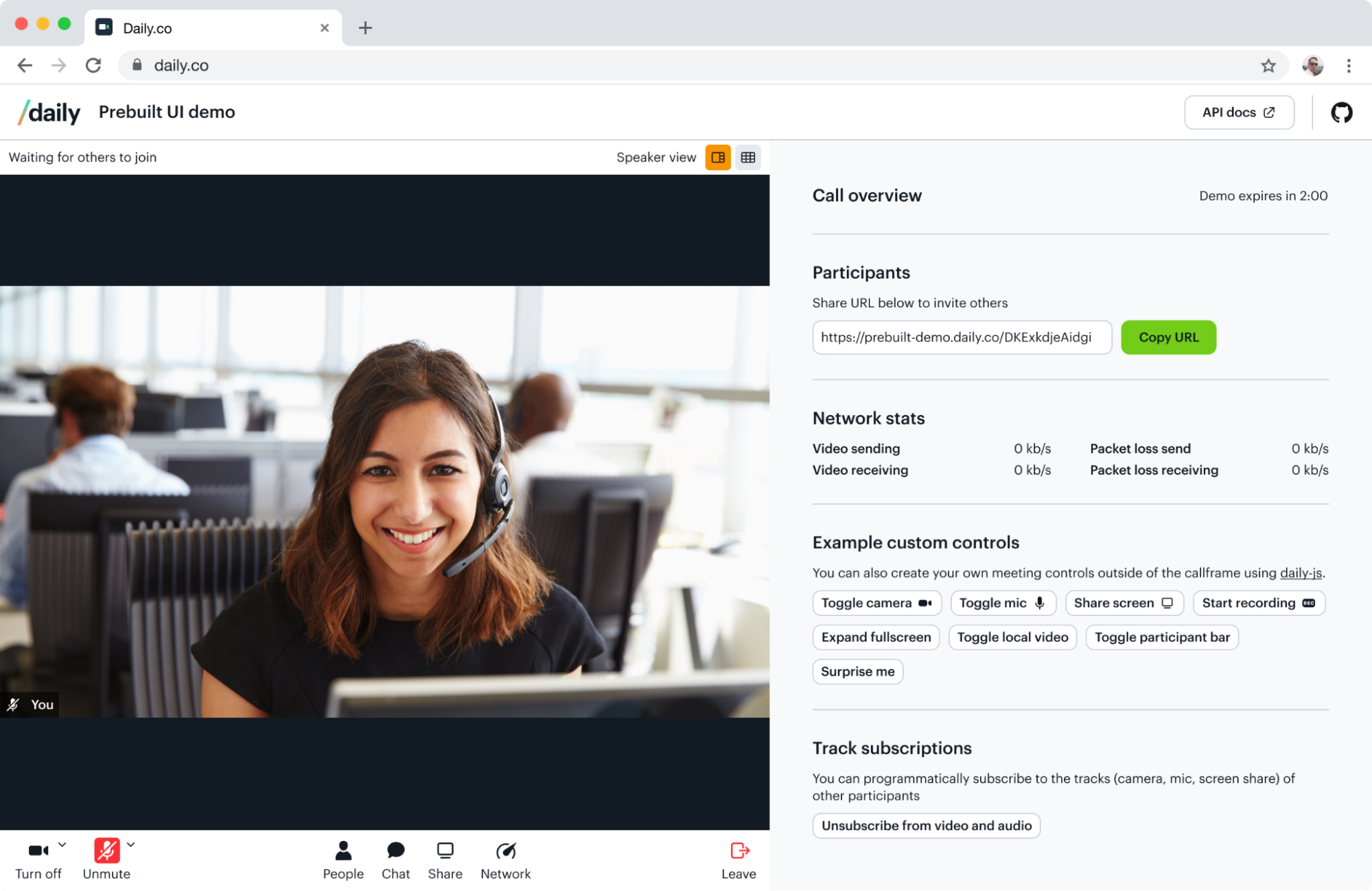 Daily.co's Prebuilt UI demo