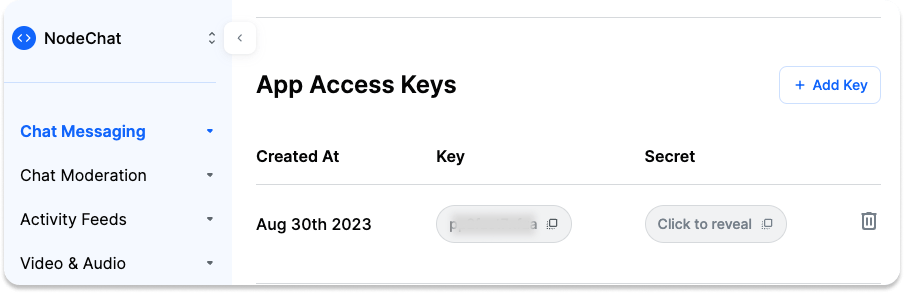 Dashboard credentials preview