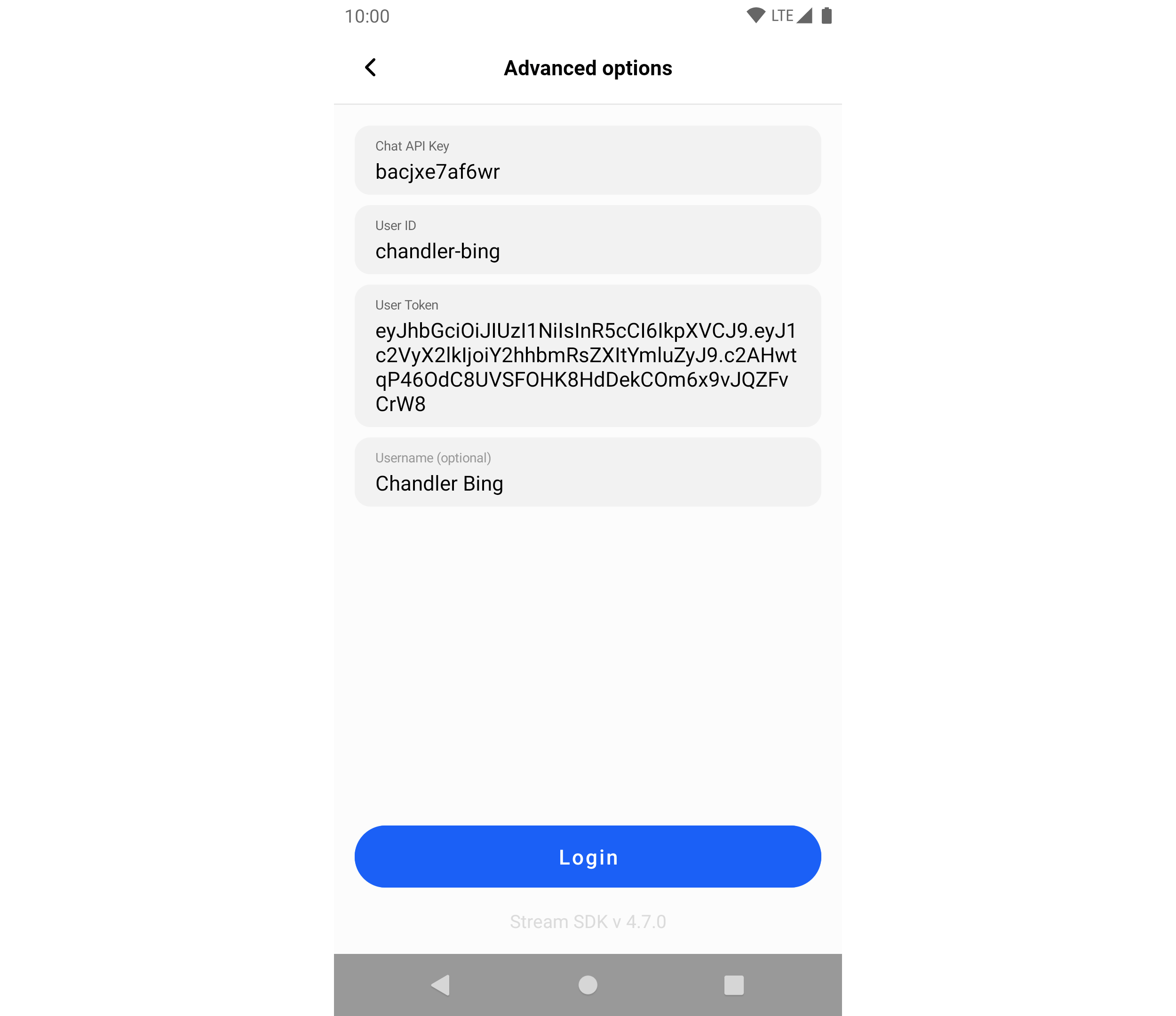 Putting in user details in the sample app