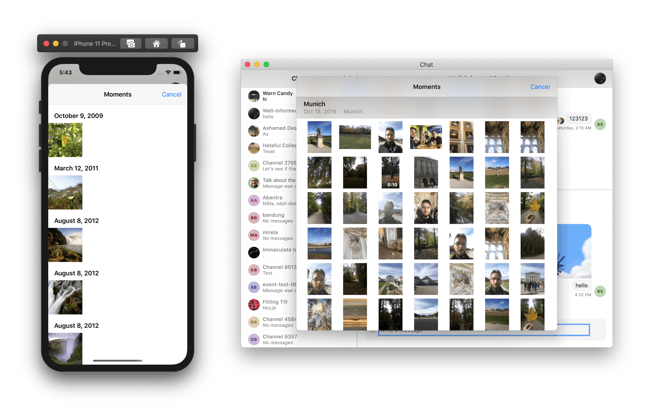 Uploading pictures dialog on iOS and macOS