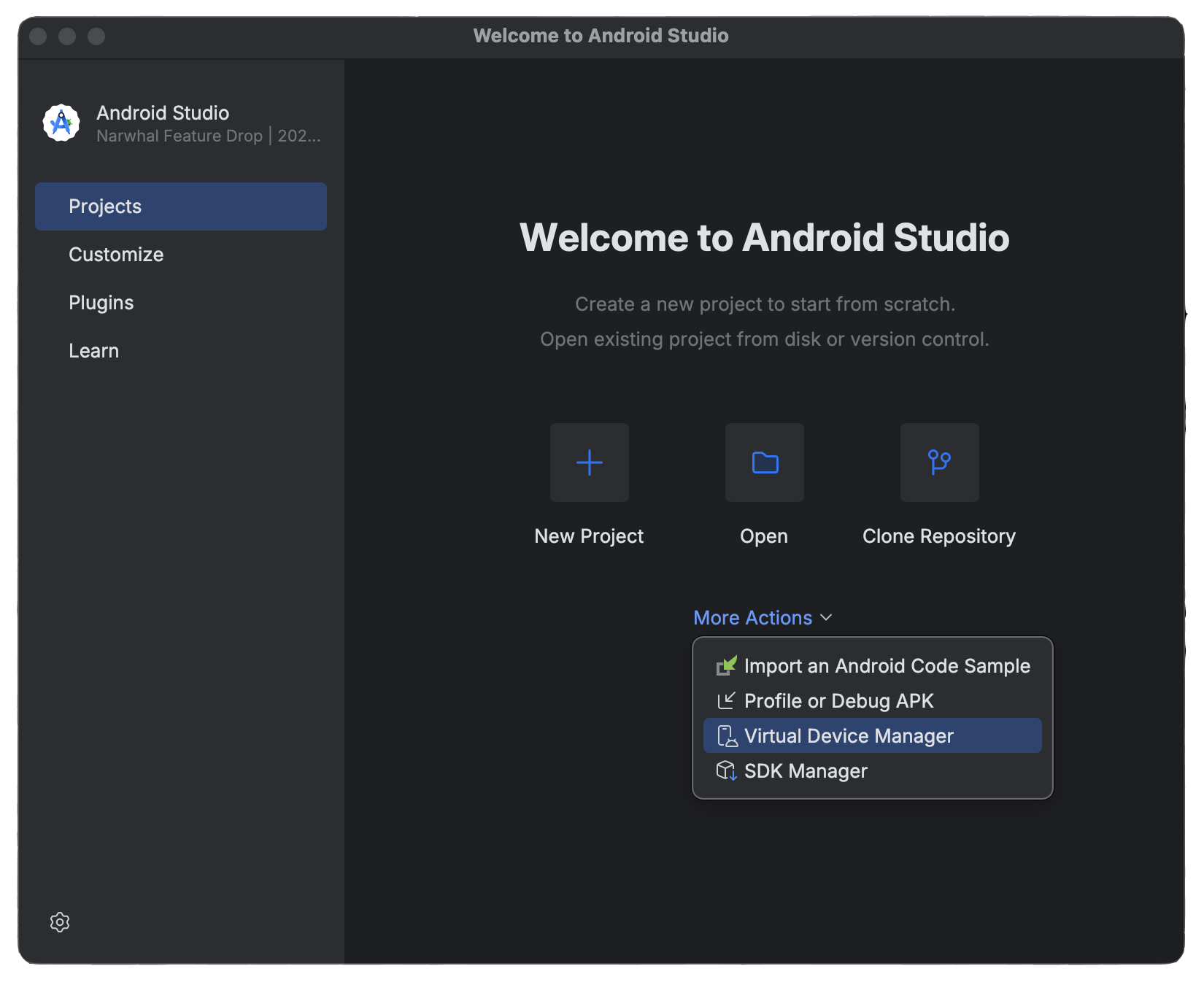 Android virtual device manager