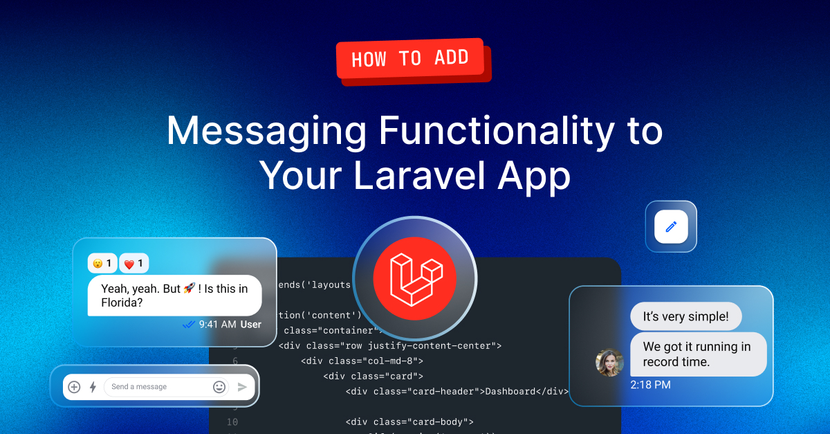 Header image with chat bubbles and Laravel logo