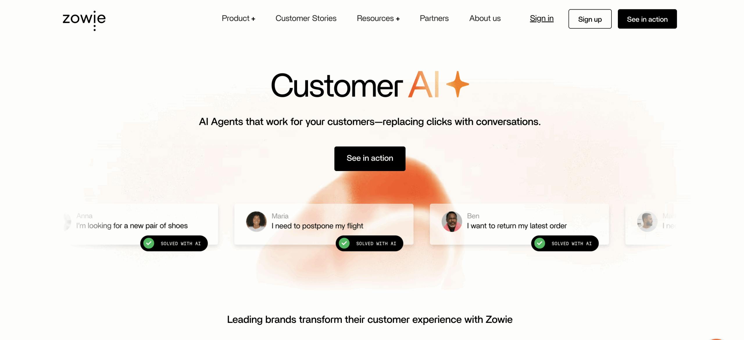 Zowie website homepage