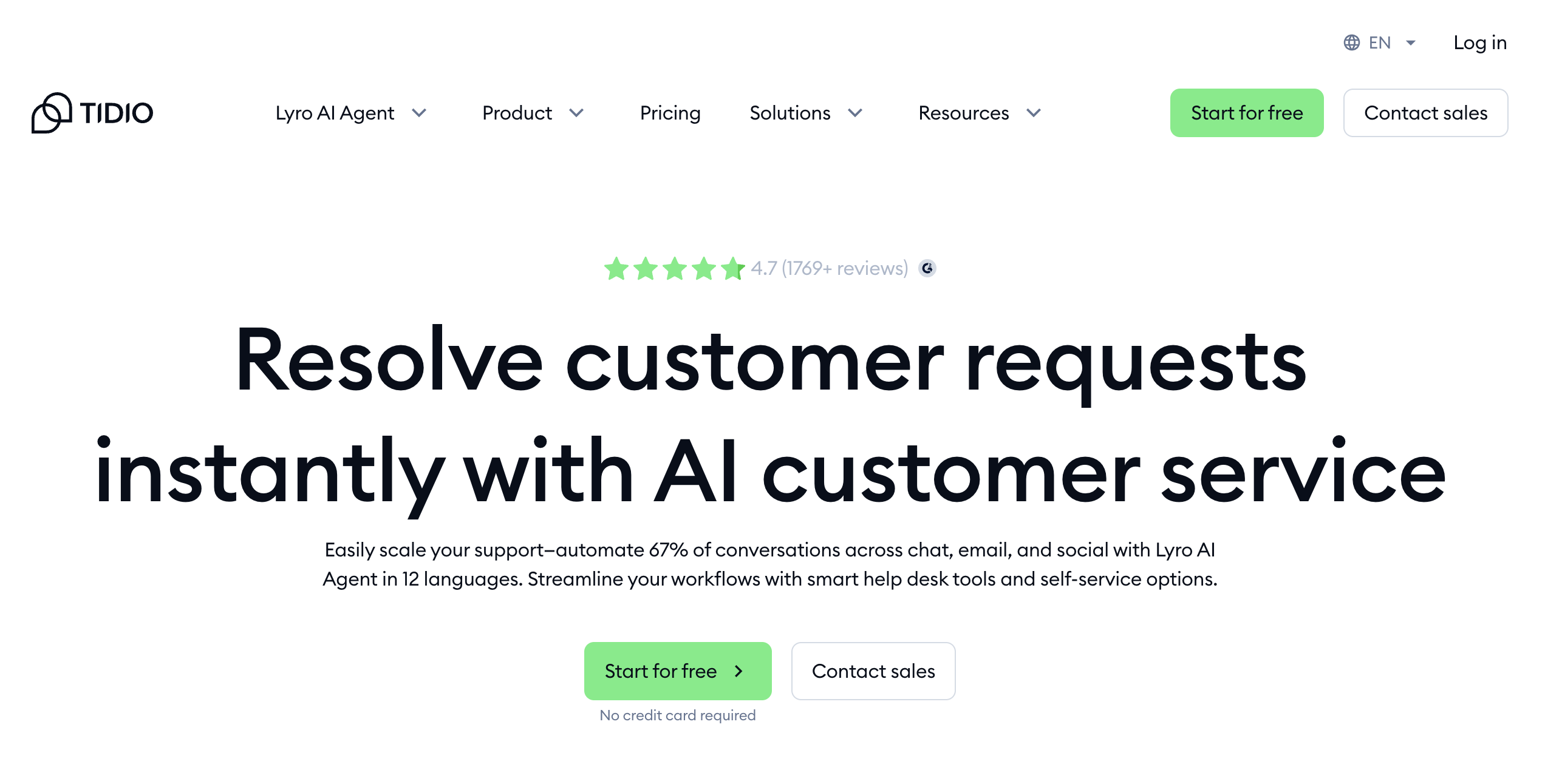 Tidio website homepage
