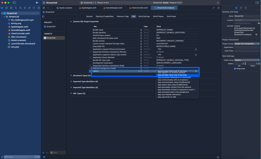 Set background modes