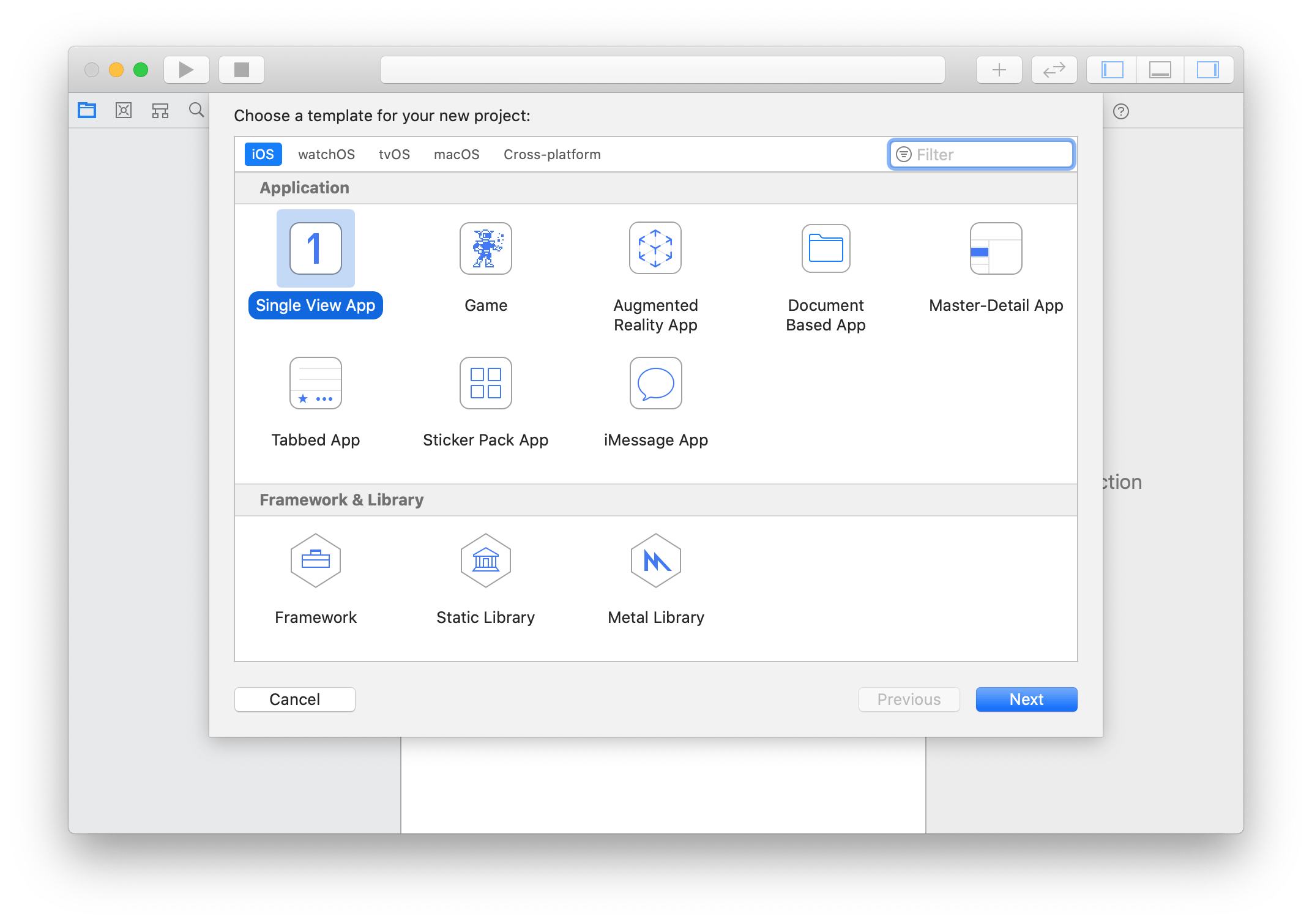 Screenshot shows a single view app created on Xcode 11