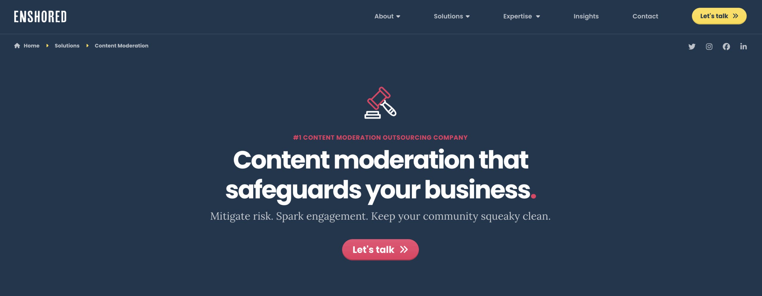 Enshored content moderation landing page