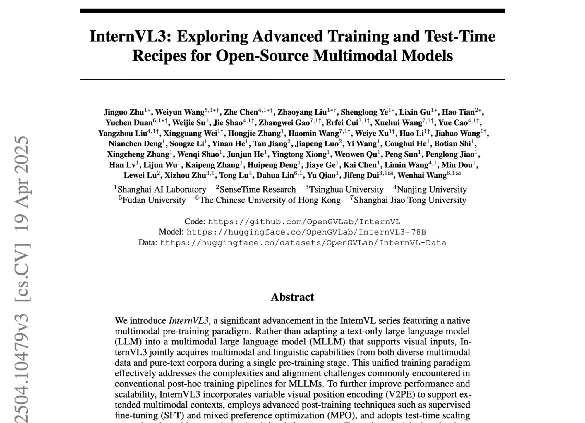 InternVL3: Exploring Advanced Training and Test-Time Recipes for Open-Source Multimodal Models