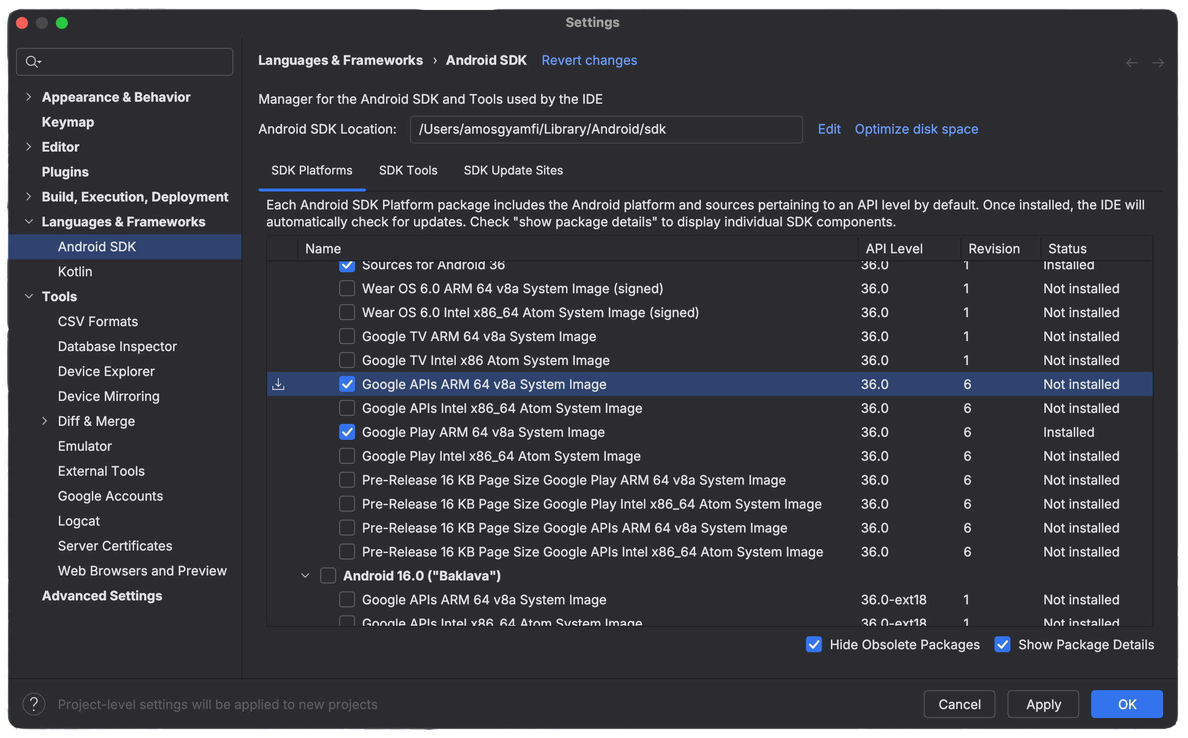 Android SDK Platforms