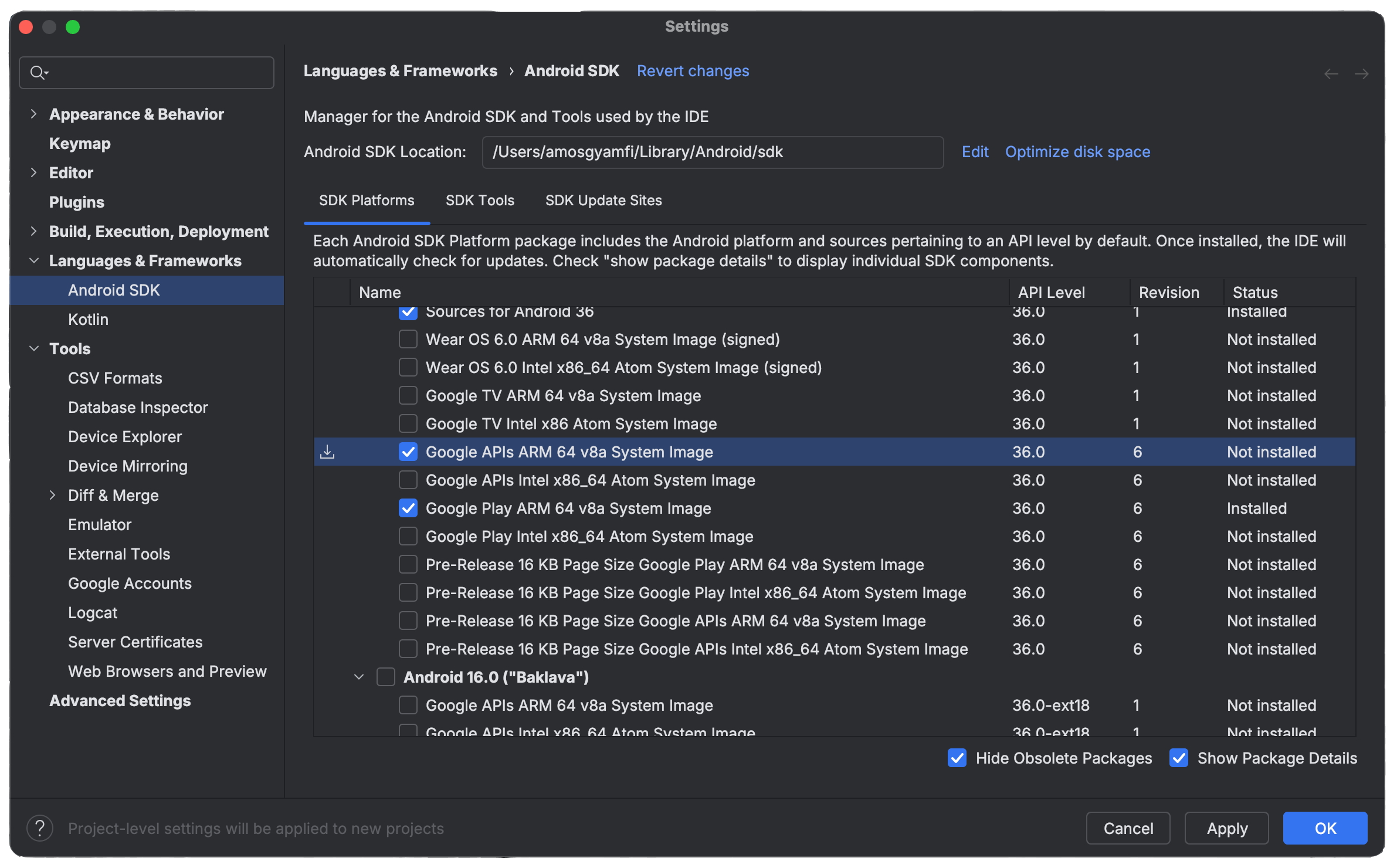 Android SDK Platforms