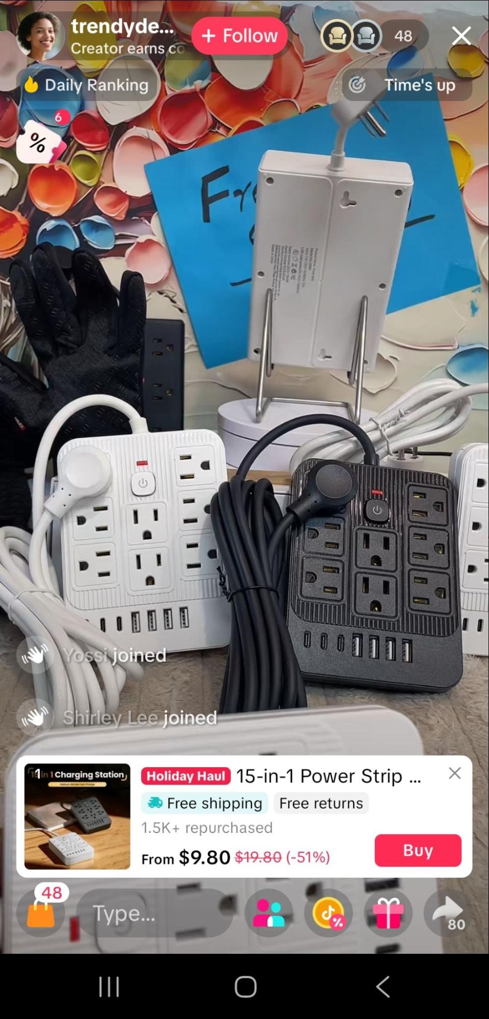 A TikTok Live Shopping UI screenshot