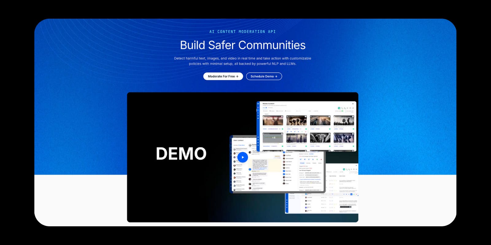 Stream AI Moderation landing page