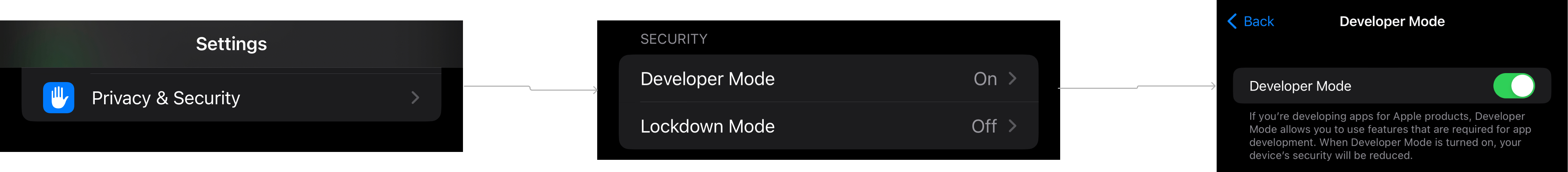 Enable deveper mode in settings on iPhone