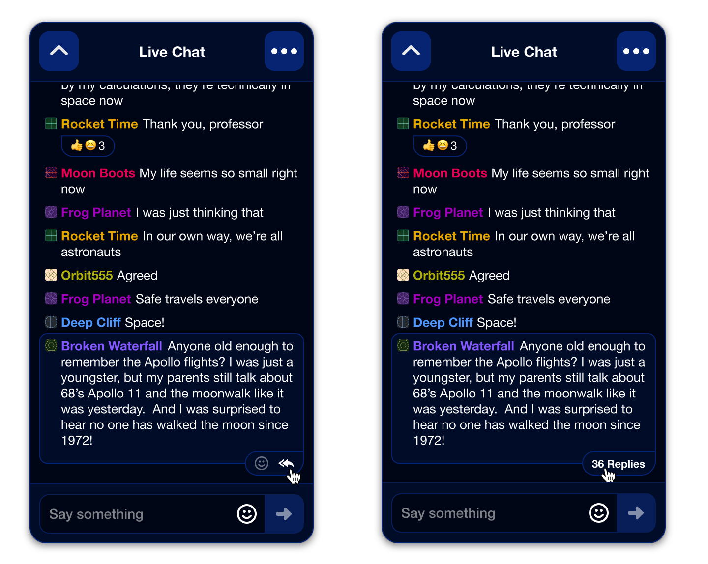 Livestream chats that include well-designed threads help build better experiences