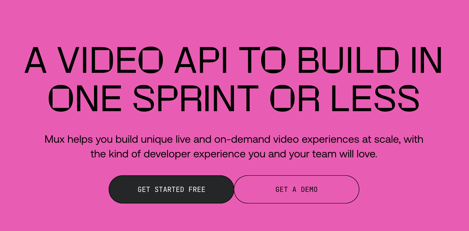 Mux Video API landing page
