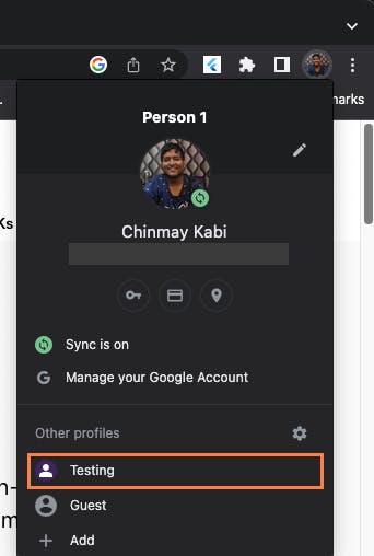 Google Chrome testing profile