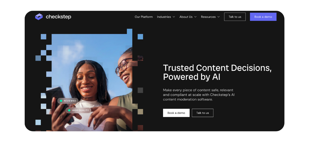 Checkstep landing page