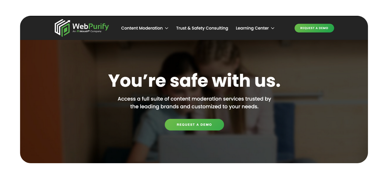 WebPurify landing page