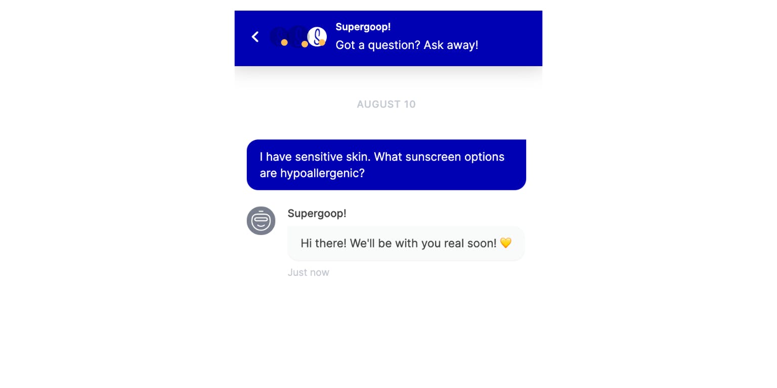 Supergoop Live Chat Example