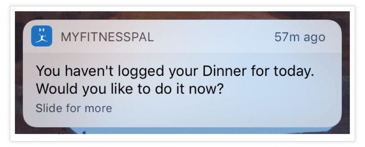 myfitnesspal push notifications