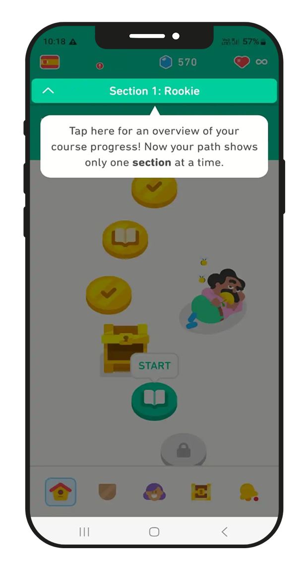 A tooltip inside an app to guide the user