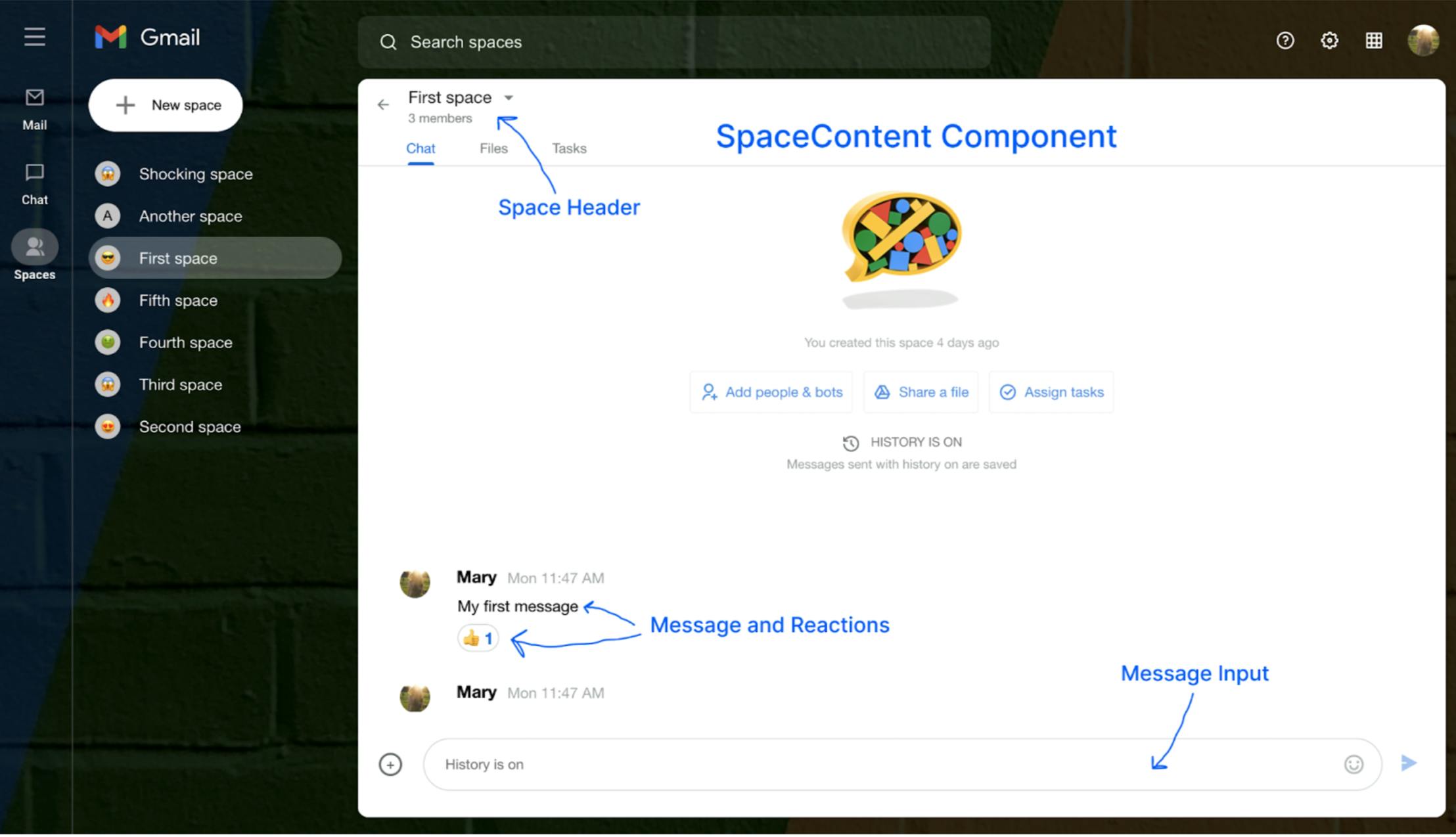 SpaceContent Component reader will build