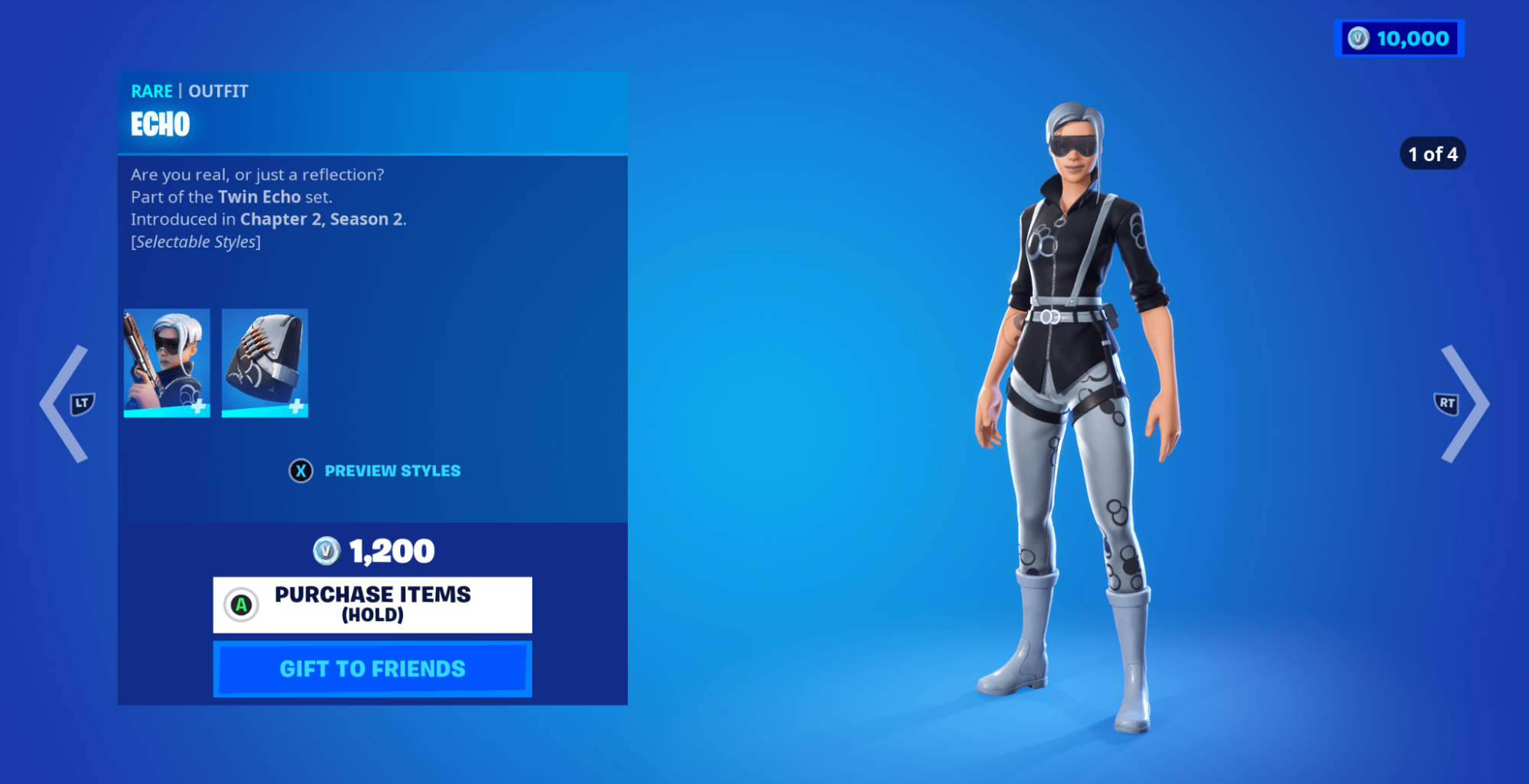 Example of how to purchase items in Fortnite game