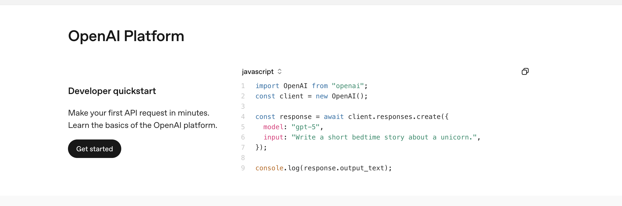 OpenAI API landing page