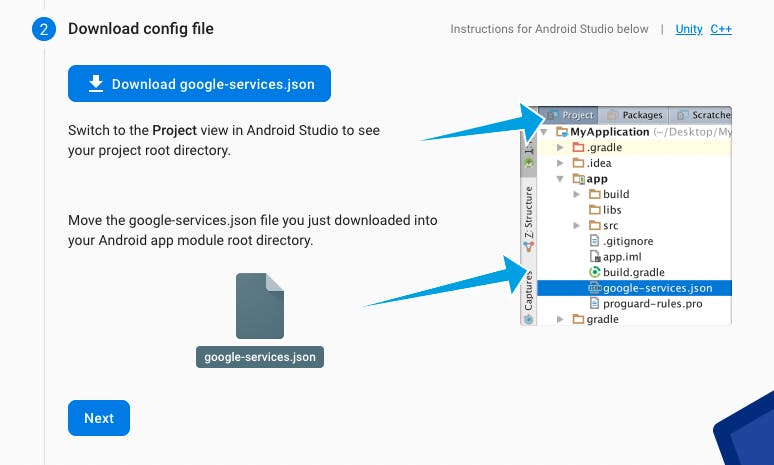 Download the google-services.json file