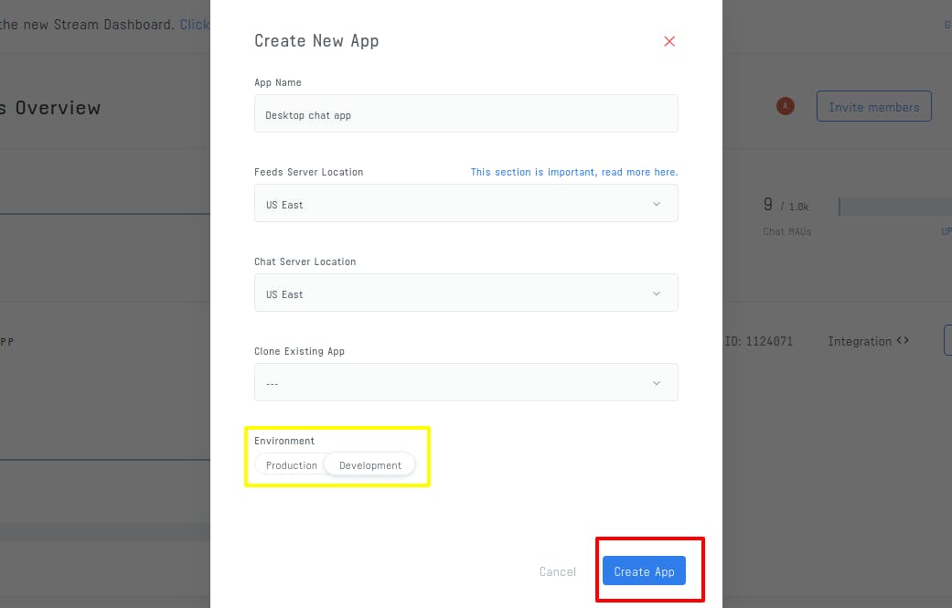 create stream app developer env