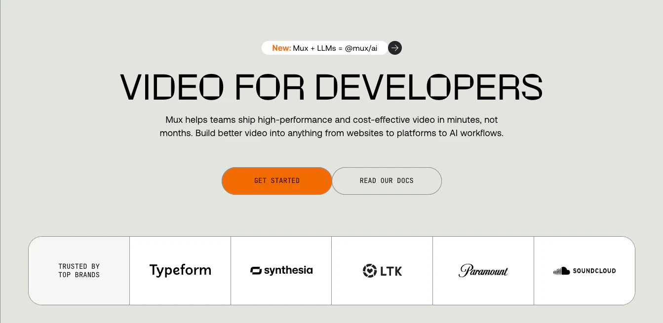 Mux Video landing page