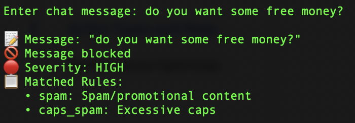 Moderation violation flagged to an admin