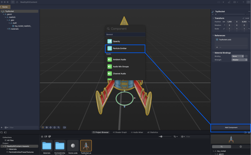 Particle component