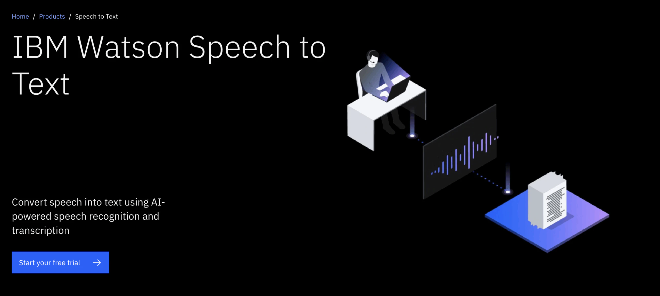 IBM Watson Text to Speech landing page